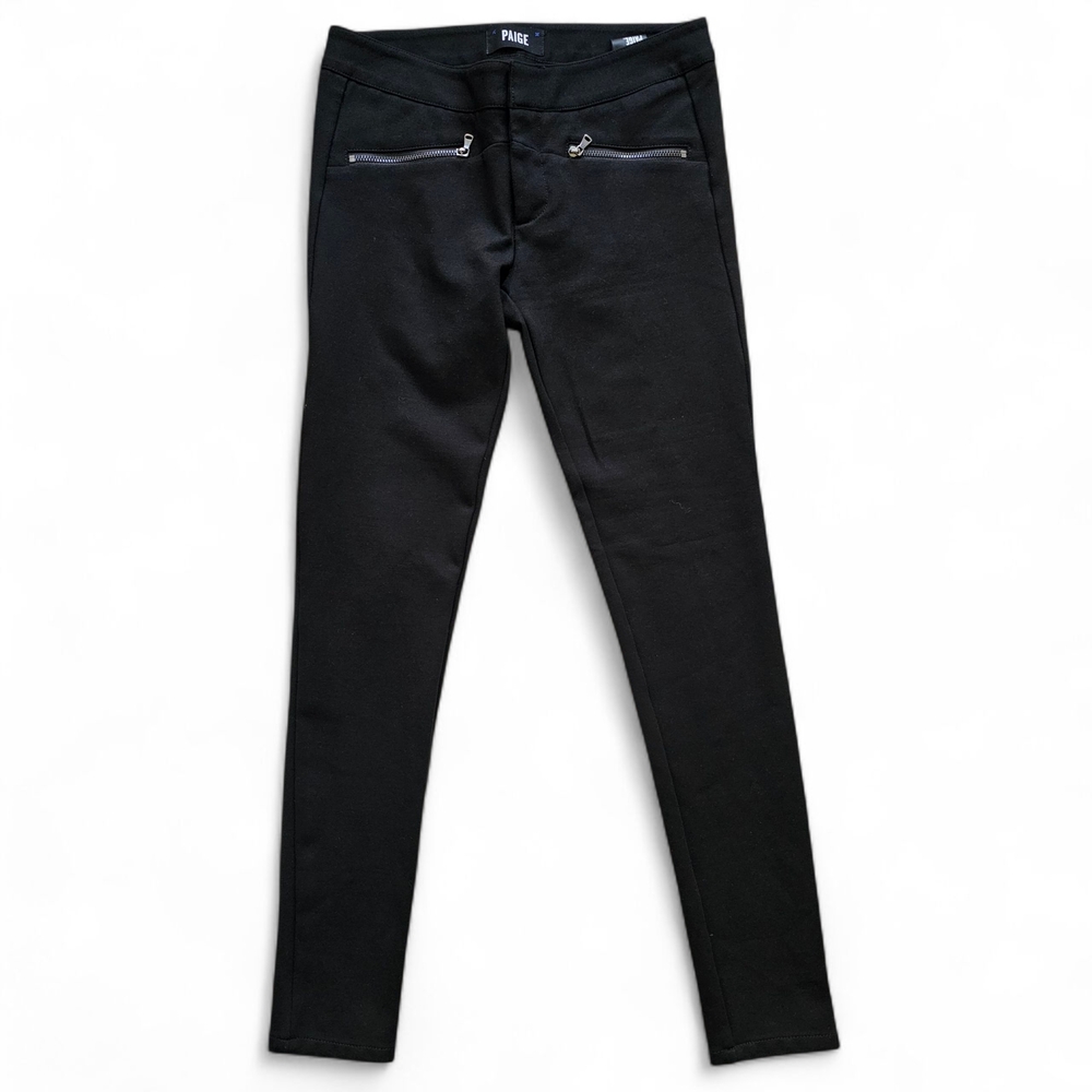 Y2K PAIGE Women's Sleek Low Cut Black Jeggings with Gunmetal zippers 26